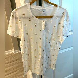 New! OLD NAVY White & Gold Graphic Tee, size L